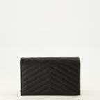 Sacs à main et épaule Portafoglio Cassandre con Catena in Pelle Graine Nera Saint Laurent Noir Femme