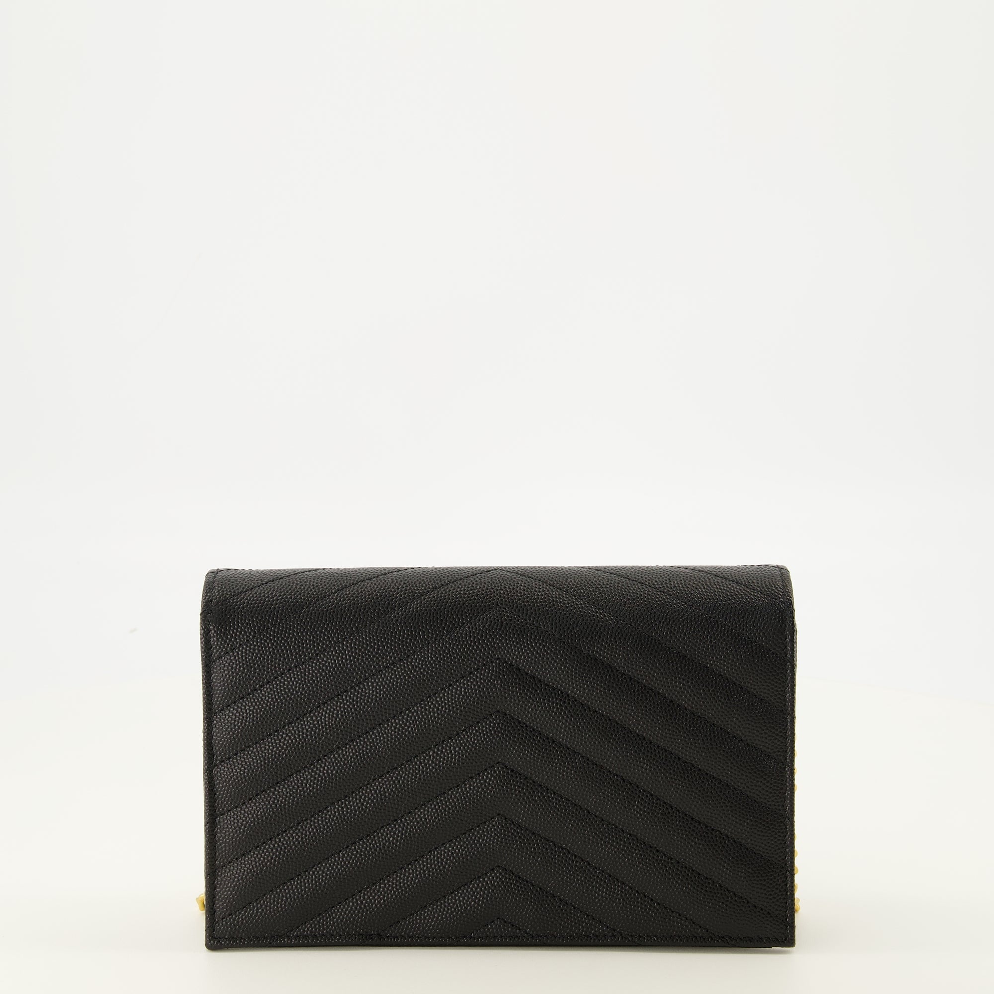 Sacs à main et épaule Portefeuilles Cassandre avec chaîne en cuir grainé noir Saint Laurent Noir Femme