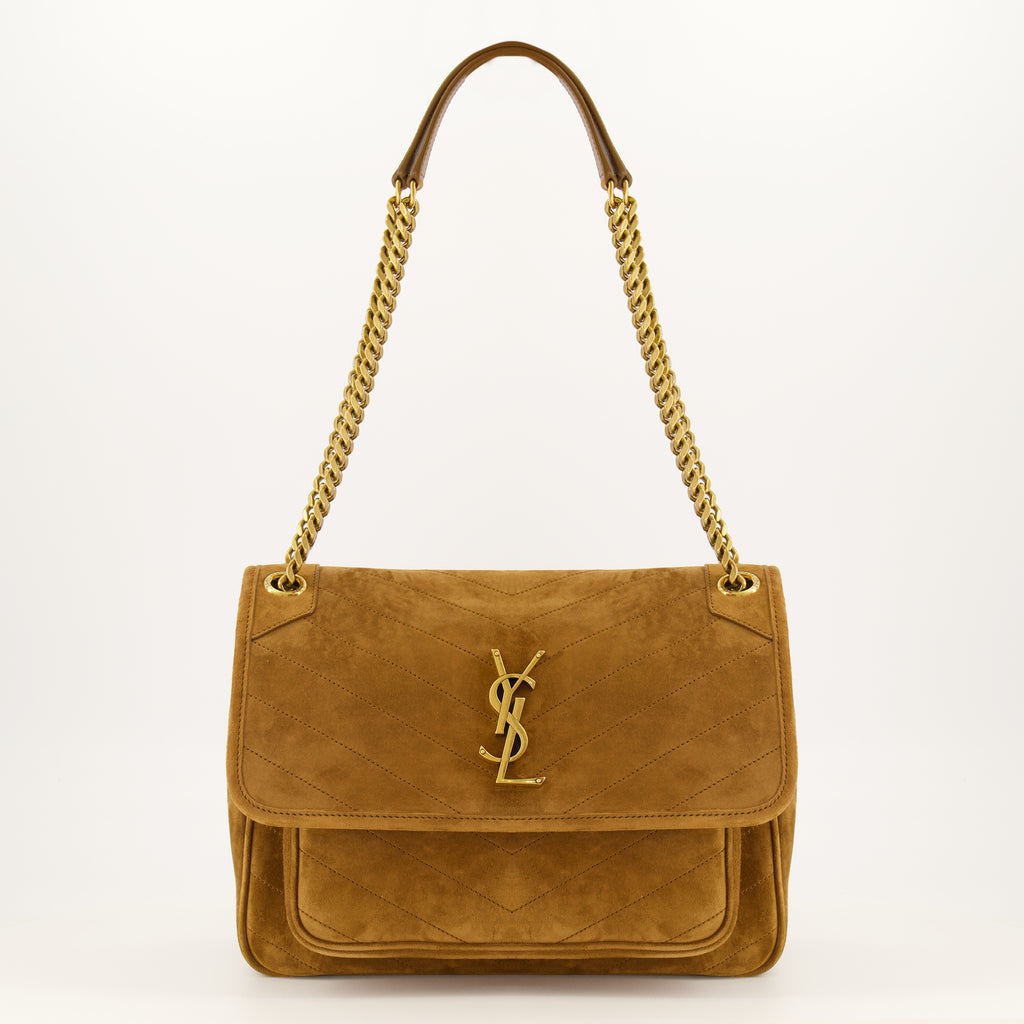 Sacs à main et épaule 니키 미디엄 스웨이드 브라운 백 Saint Laurent Marron Femme