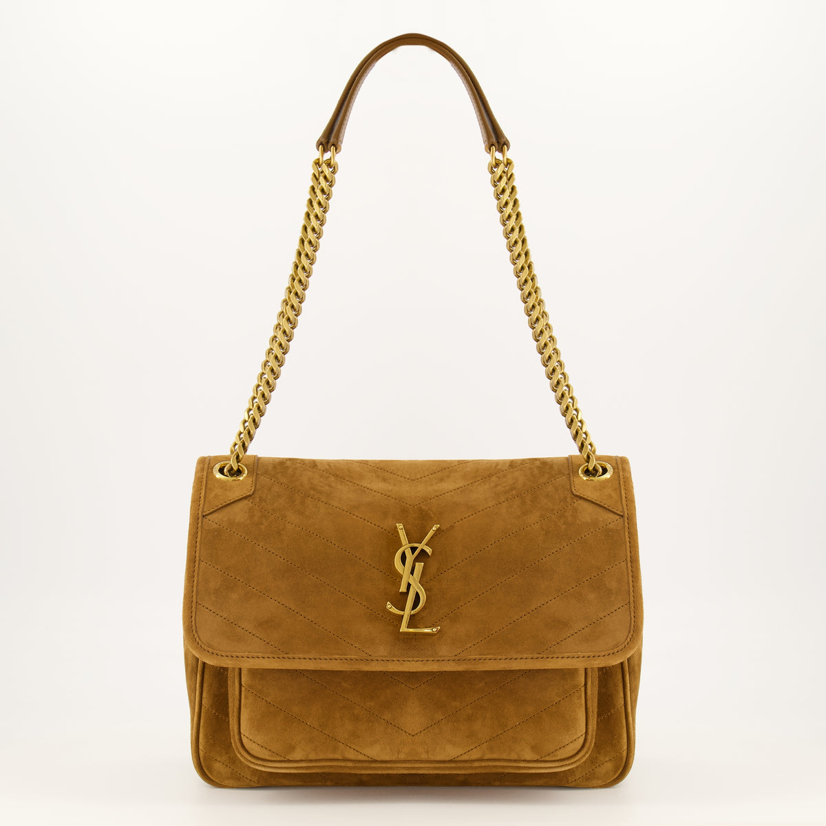 Sacs à main et épaule Borsa Niki Medium in Suede Marrone Saint Laurent Marron Femme