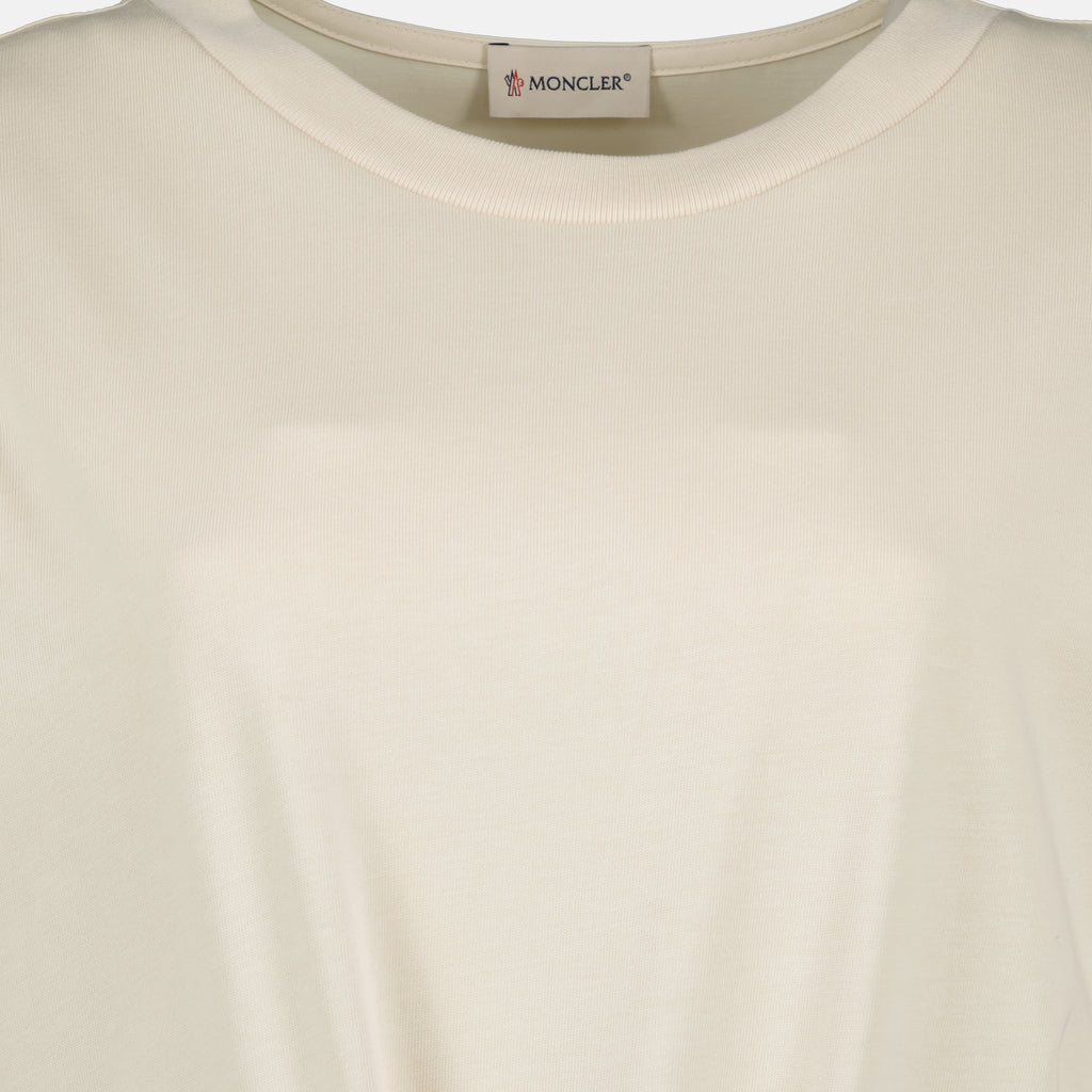 Robes Vestido Mini de Algodón Beige con Cinturón Moncler Beige Femme