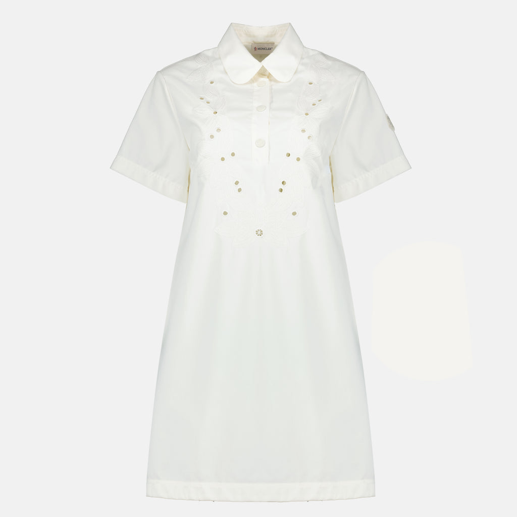 Robes Vestido Camisa Bordado de Algodón Blanco Moncler Blanc Femme
