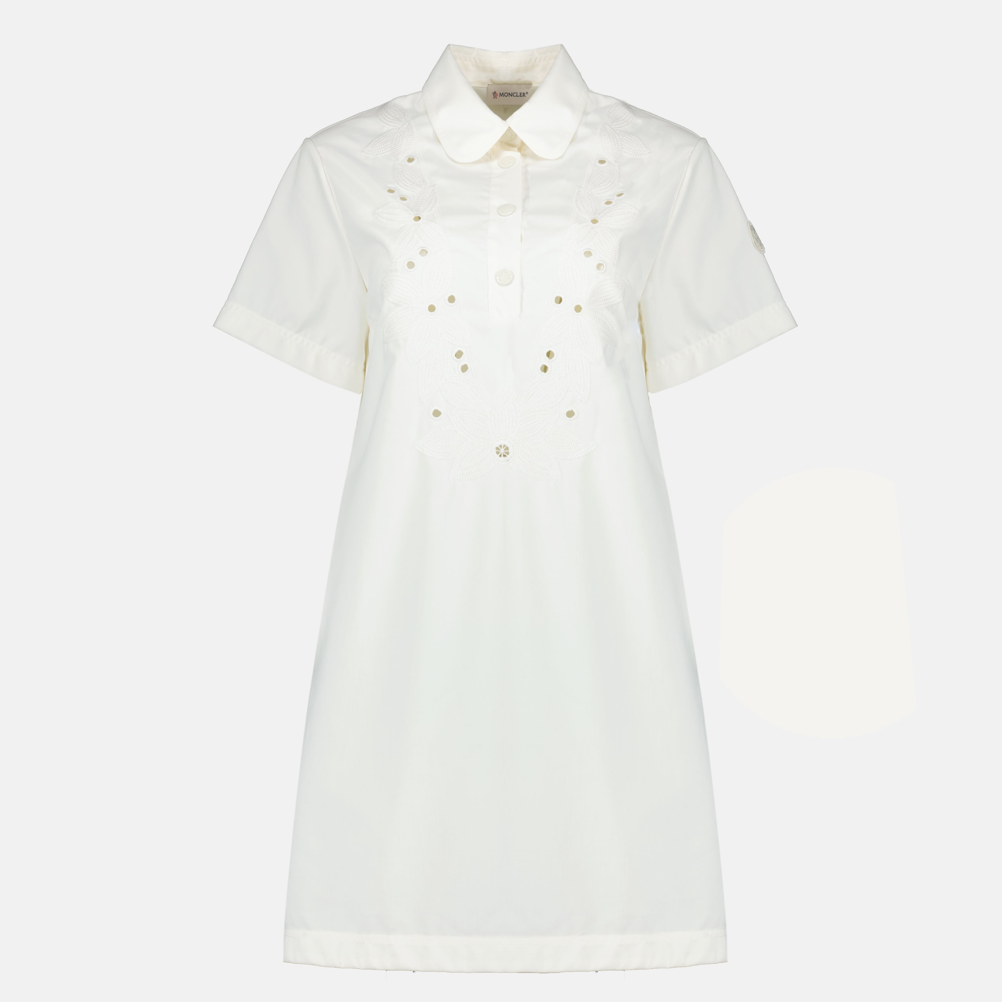Robes Vestido Camisa Bordado de Algodón Blanco Moncler Blanc Femme