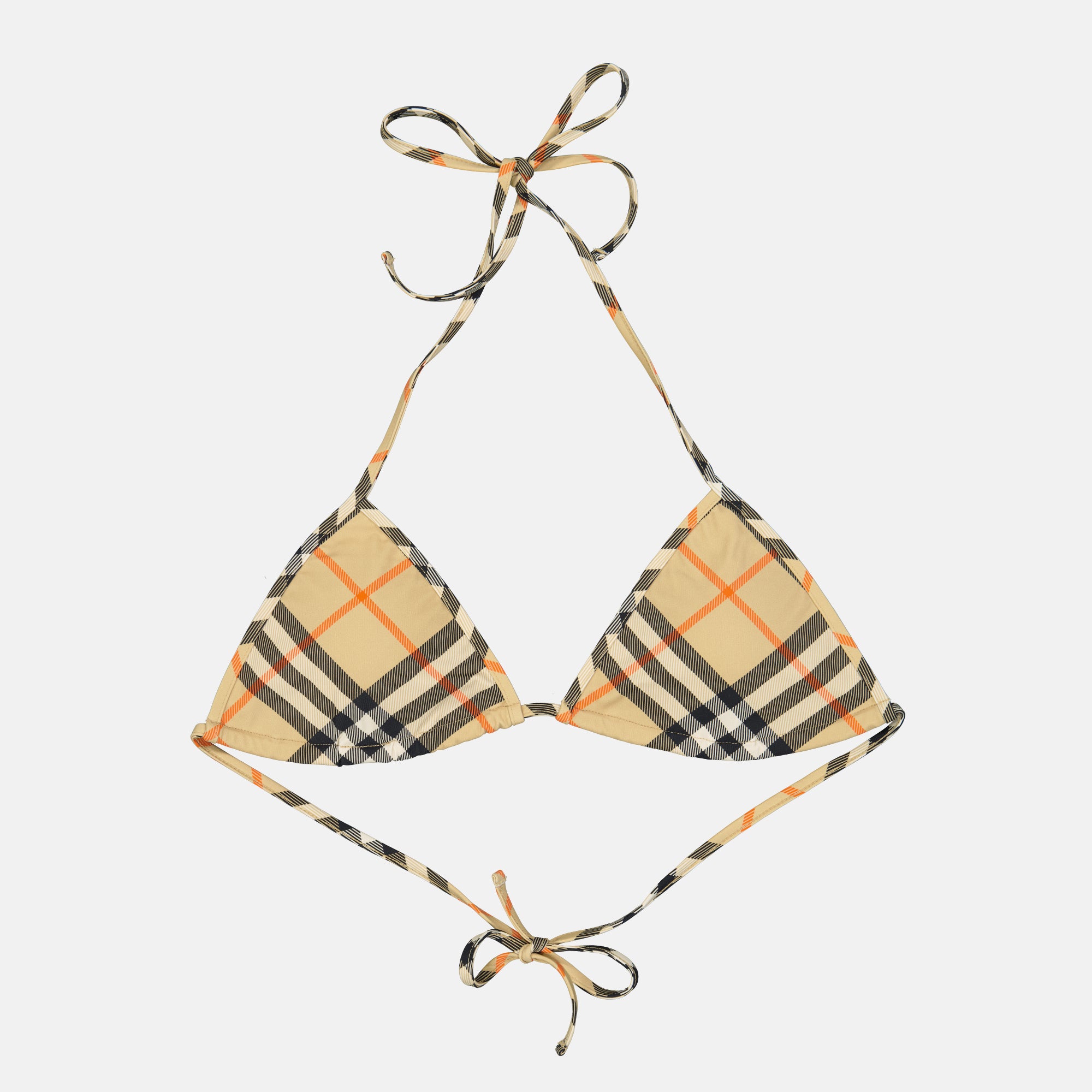 Beachwear Haut de bikini à carreaux Burberry Beige Femme
