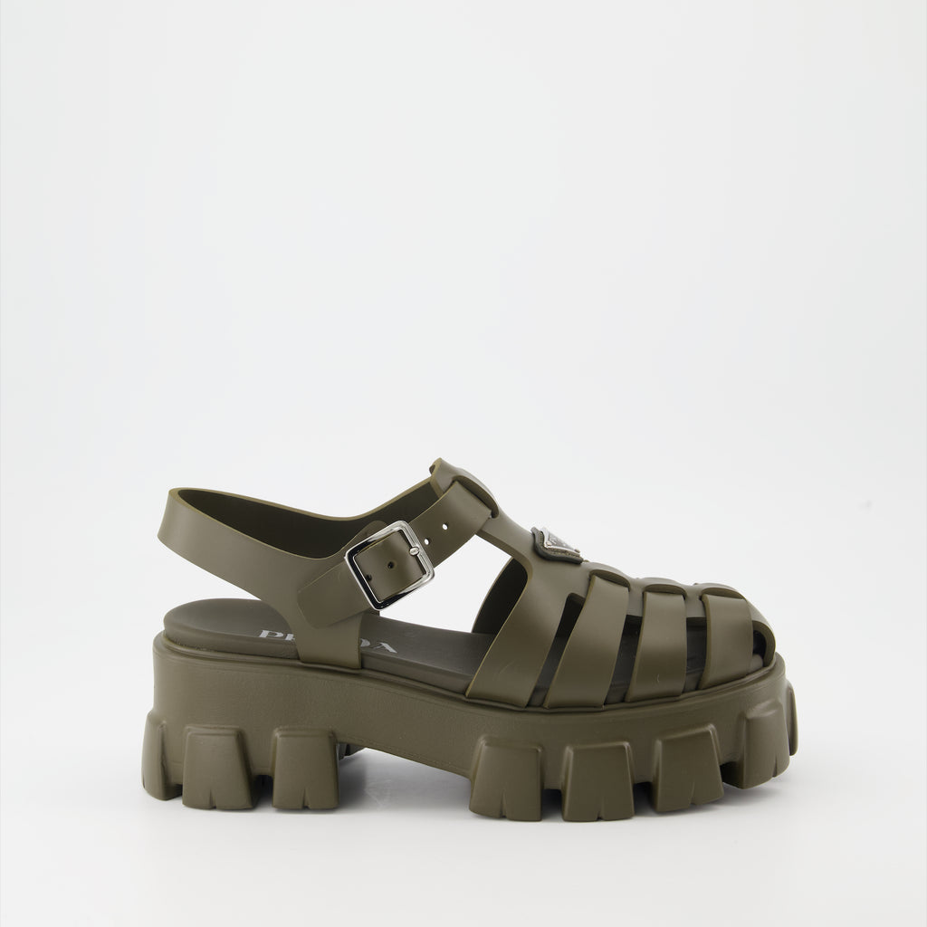 Open shoes Monolith sandals Prada Khaki Women