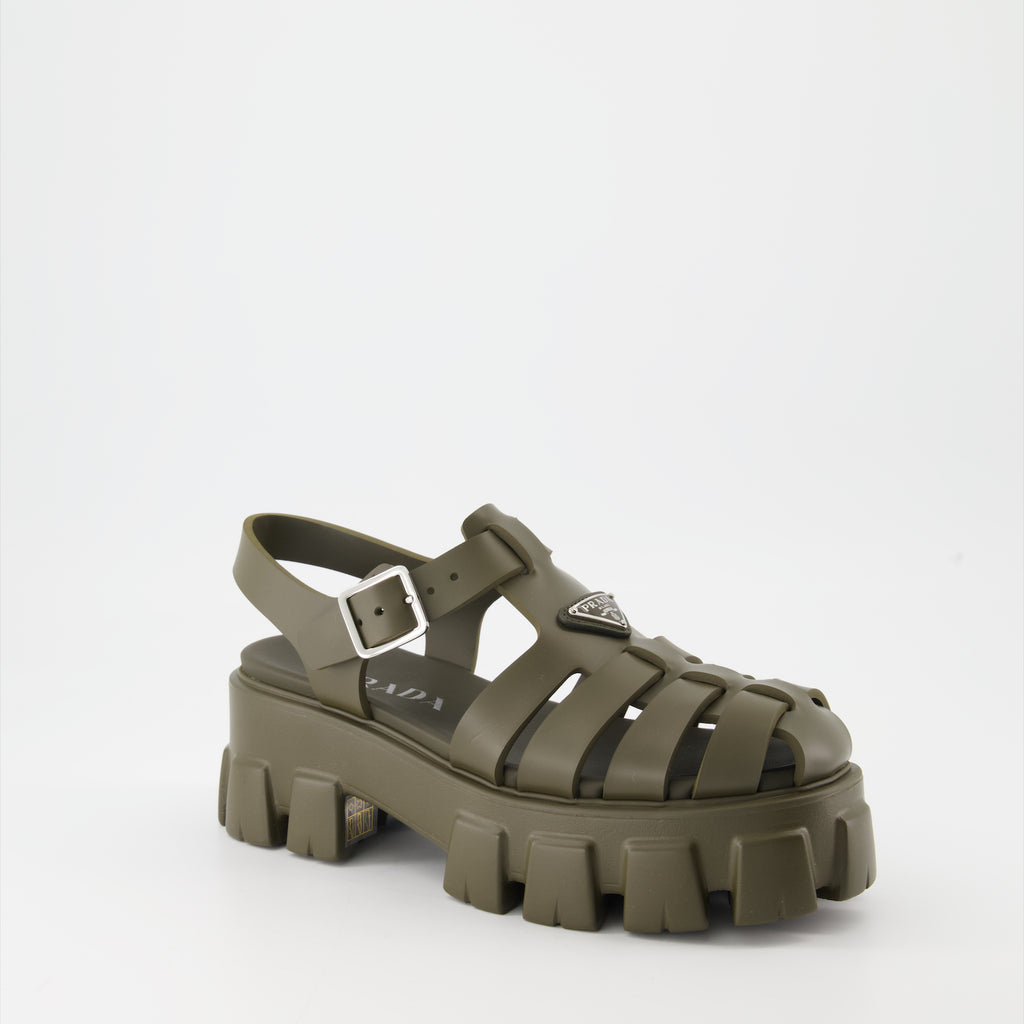Open shoes Monolith sandals Prada Khaki Women