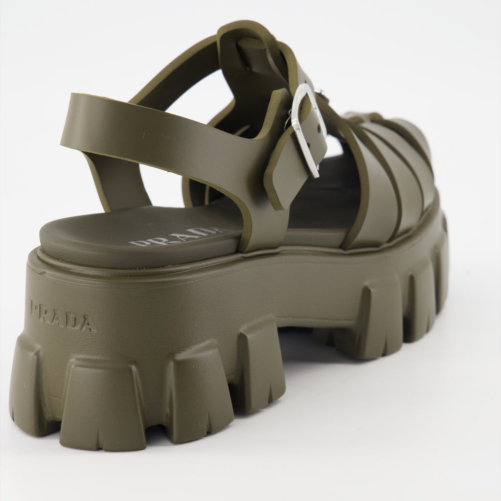 Open shoes Monolith sandals Prada Khaki Women