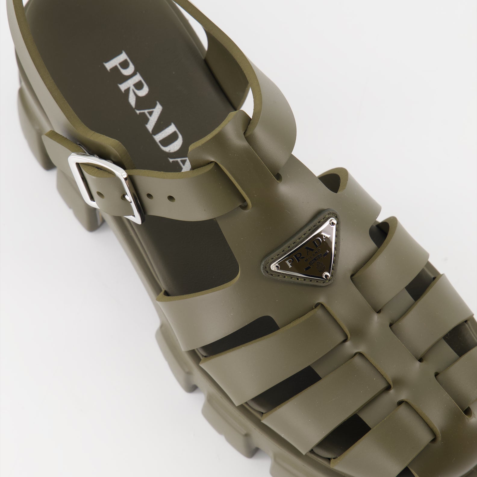 Open shoes Monolith sandals Prada Khaki Women