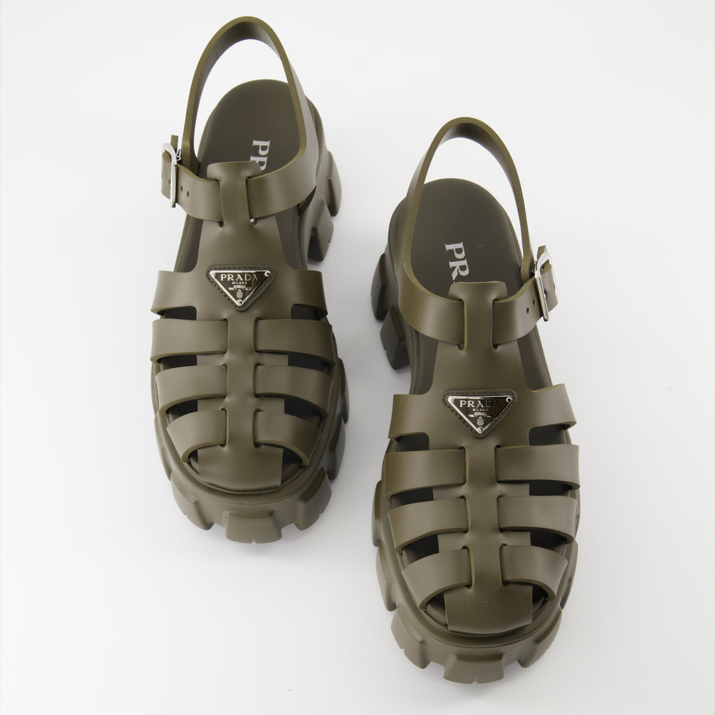 Open shoes Monolith sandals Prada Khaki Women