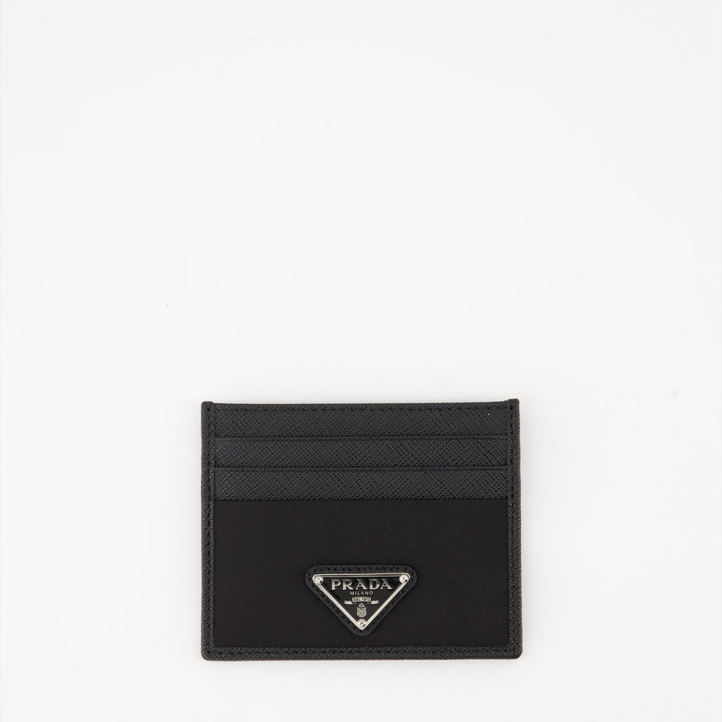 Small leather goods Porte-cartes en Saffiano et Re-Nylon Prada Black Homme