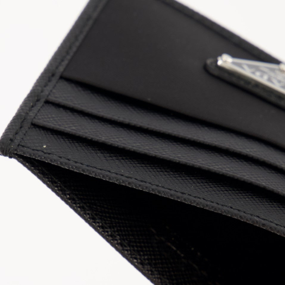 Small leather goods Porte-cartes en Saffiano et Re-Nylon Prada Black Homme