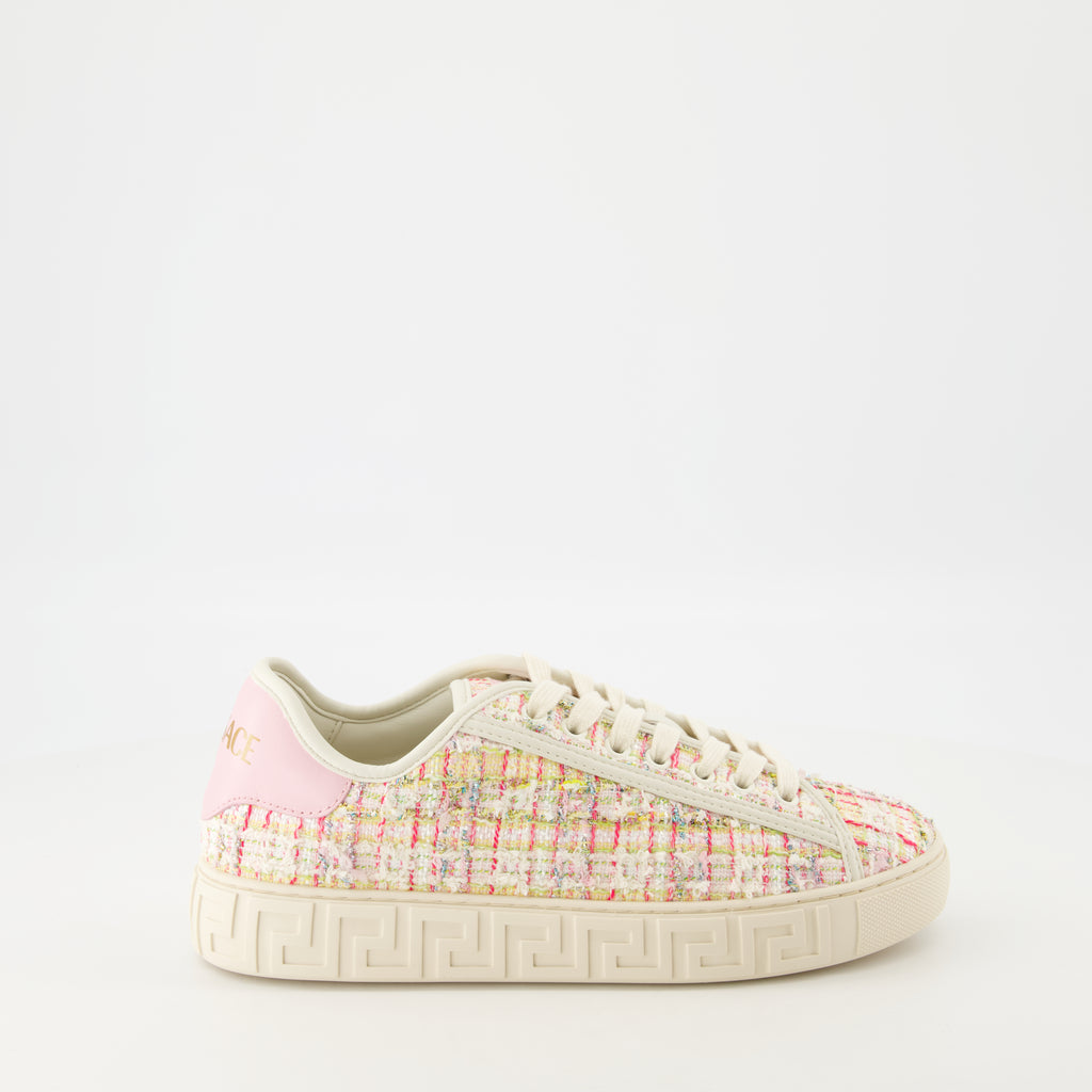Baskets Baskets Greca en tweed Versace Rose Femme