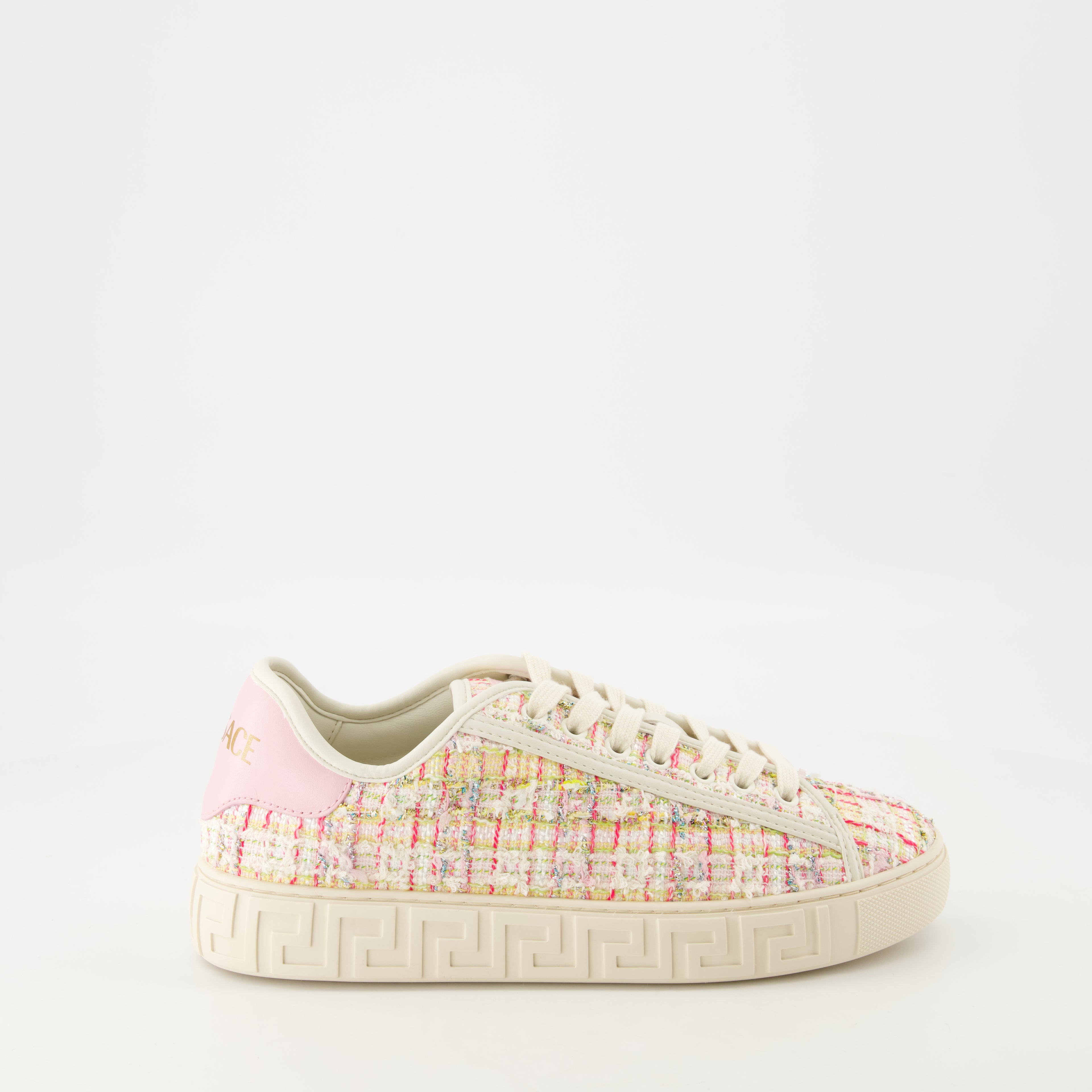 Baskets Baskets Greca en tweed Versace Rose Femme