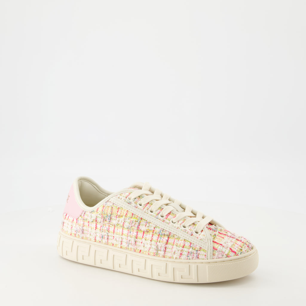 Baskets Baskets Greca en tweed Versace Rose Femme