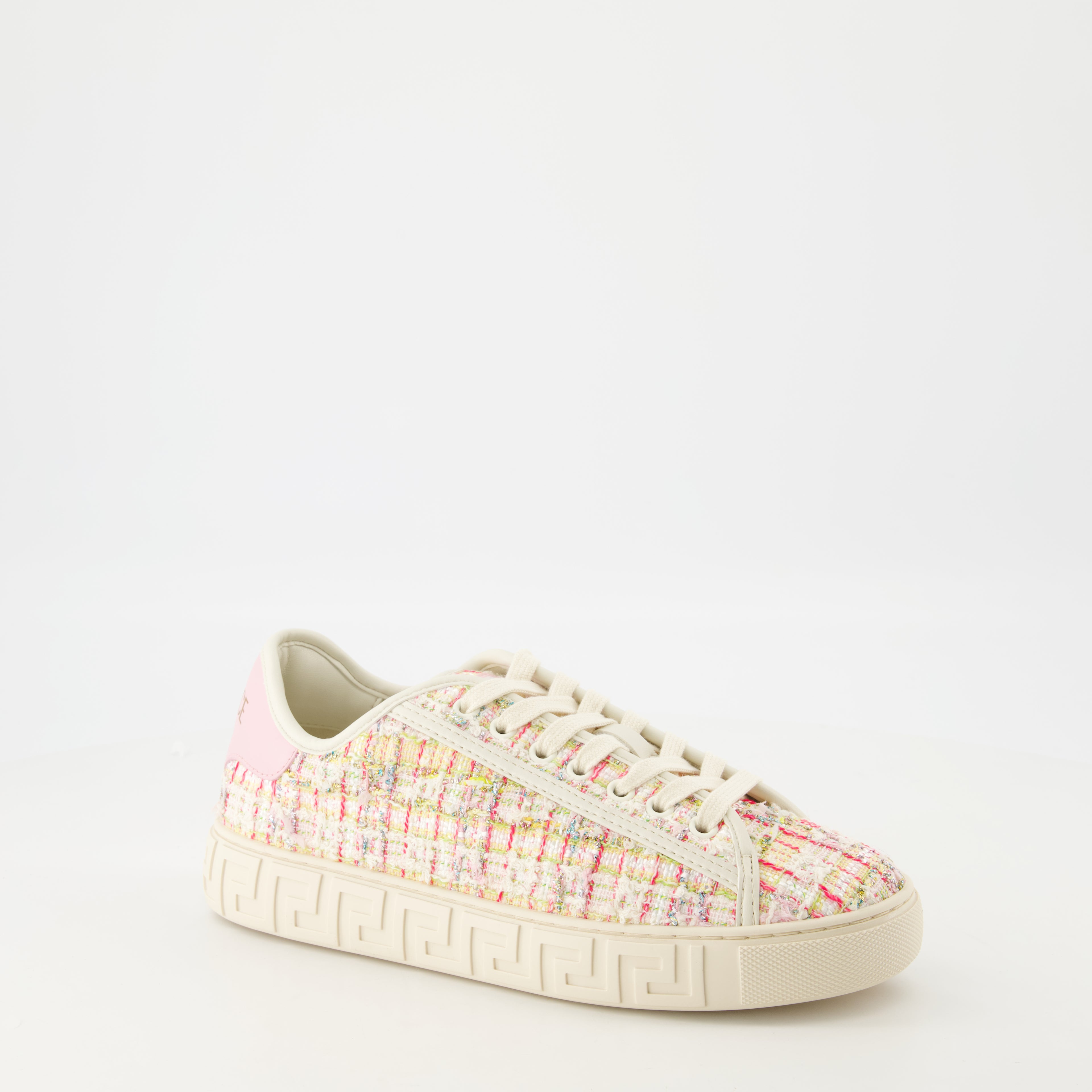 Baskets Baskets Greca en tweed Versace Rose Femme