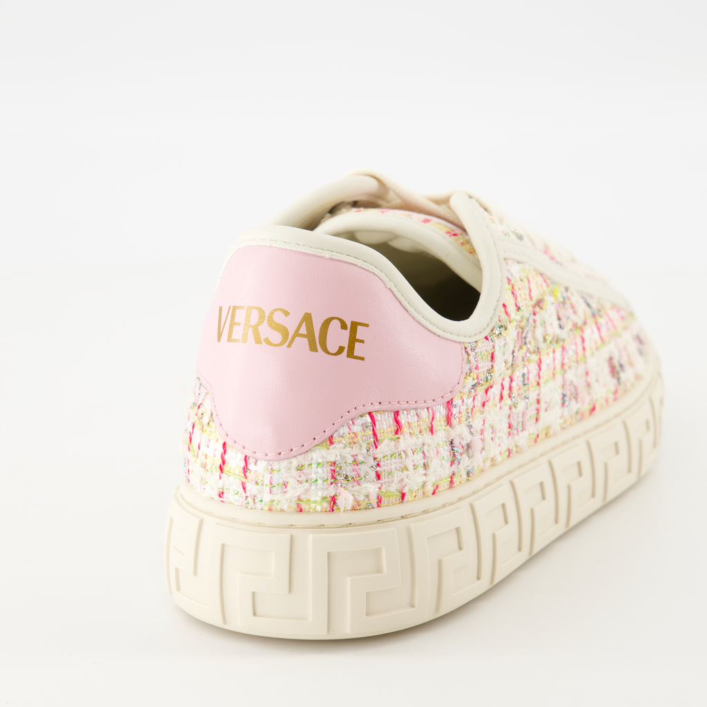 Baskets Baskets Greca en tweed Versace Rose Femme
