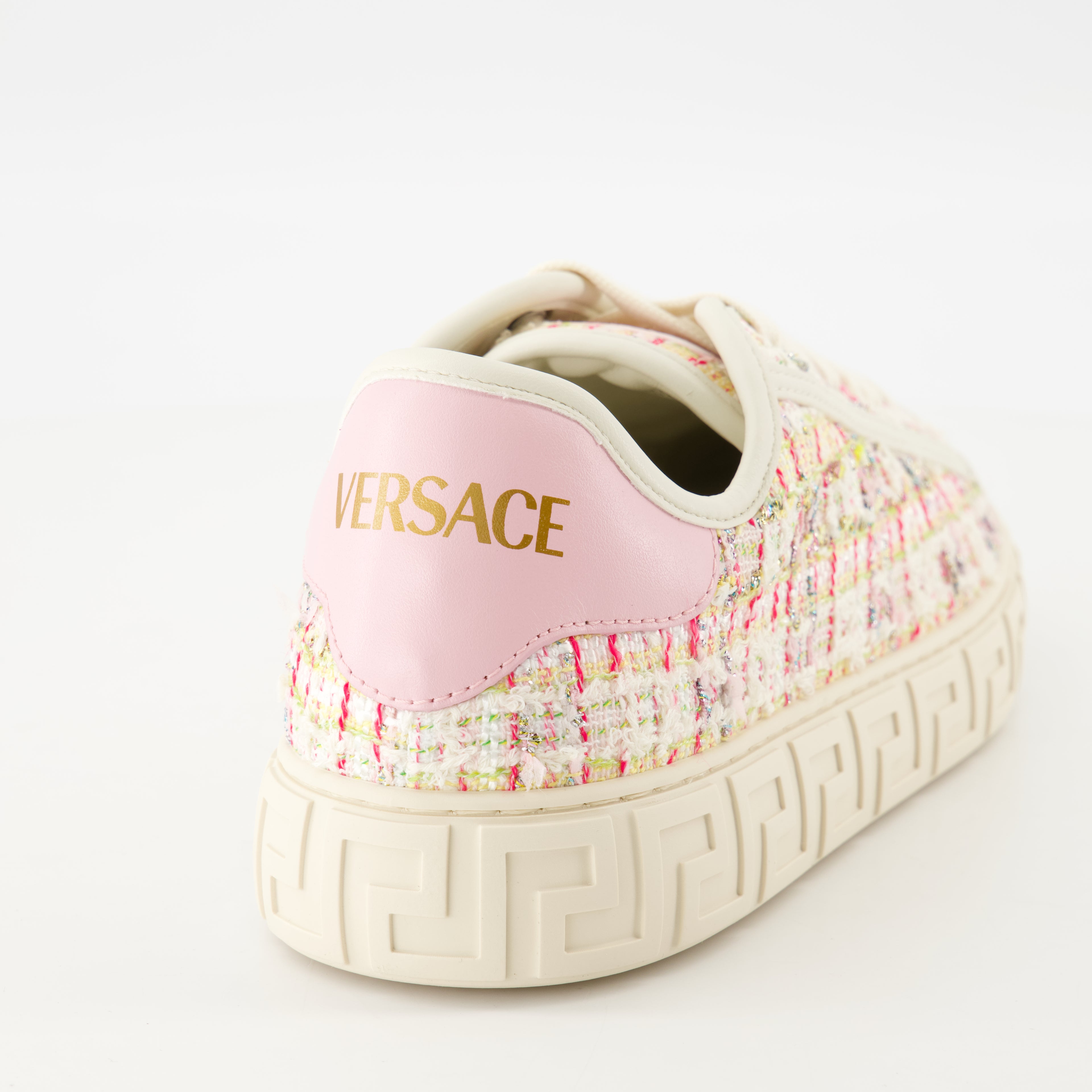 Baskets Baskets Greca en tweed Versace Rose Femme