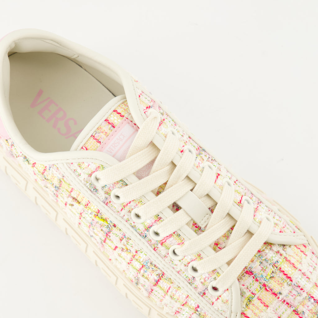 Baskets Baskets Greca en tweed Versace Rose Femme