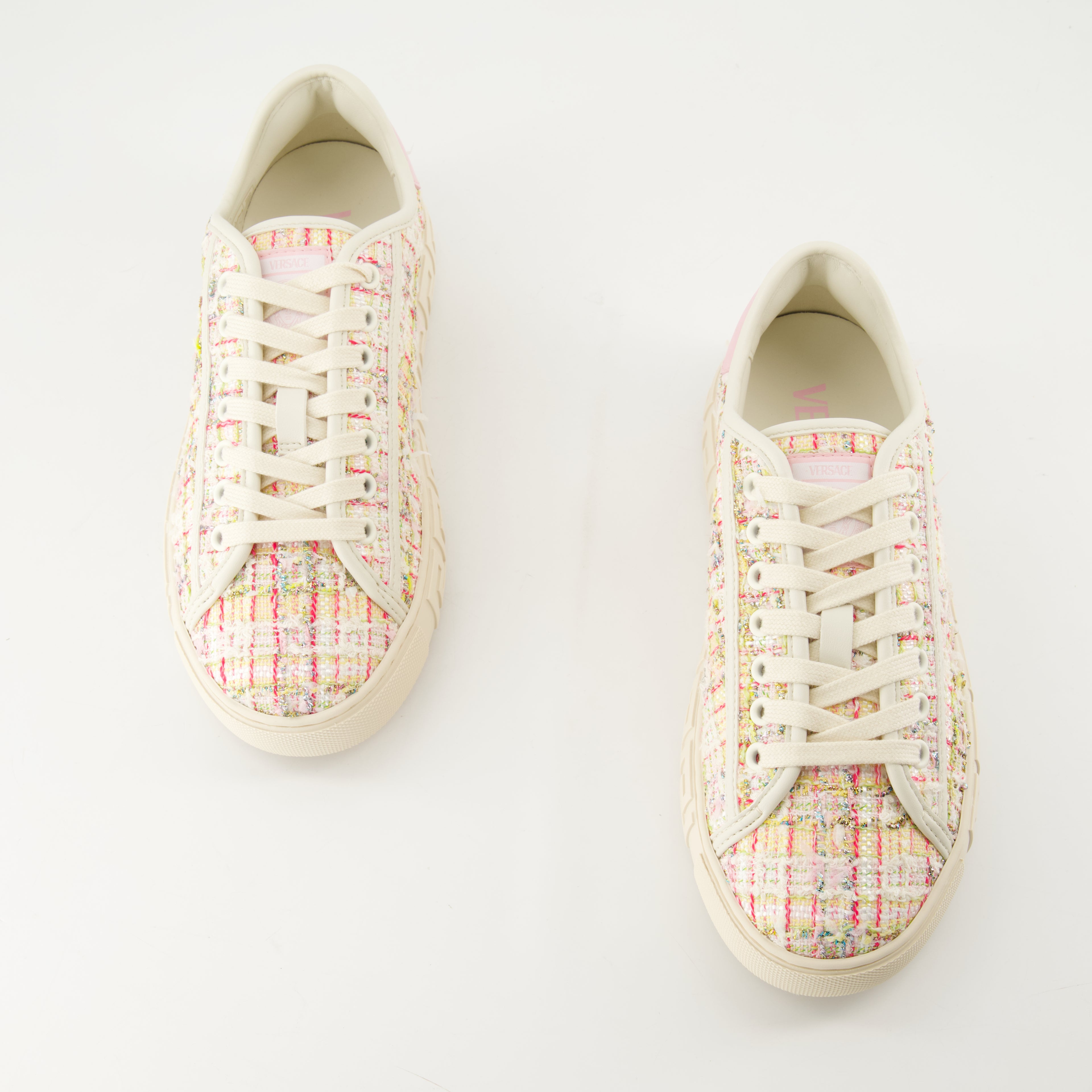 Baskets Baskets Greca en tweed Versace Rose Femme