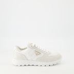 Sneaker Nylon- und Leder-Sneaker Prada Weiß Femme