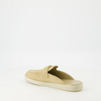 Chaussures ouvertes Mules en cuir velours Prada Beige Femme