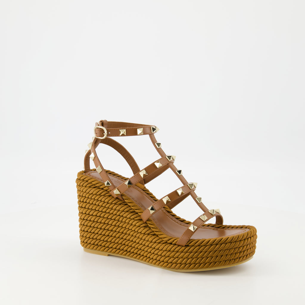 Compensées et plateformes Sandales compensées Rockstud Valentino Garavani Marron Femme