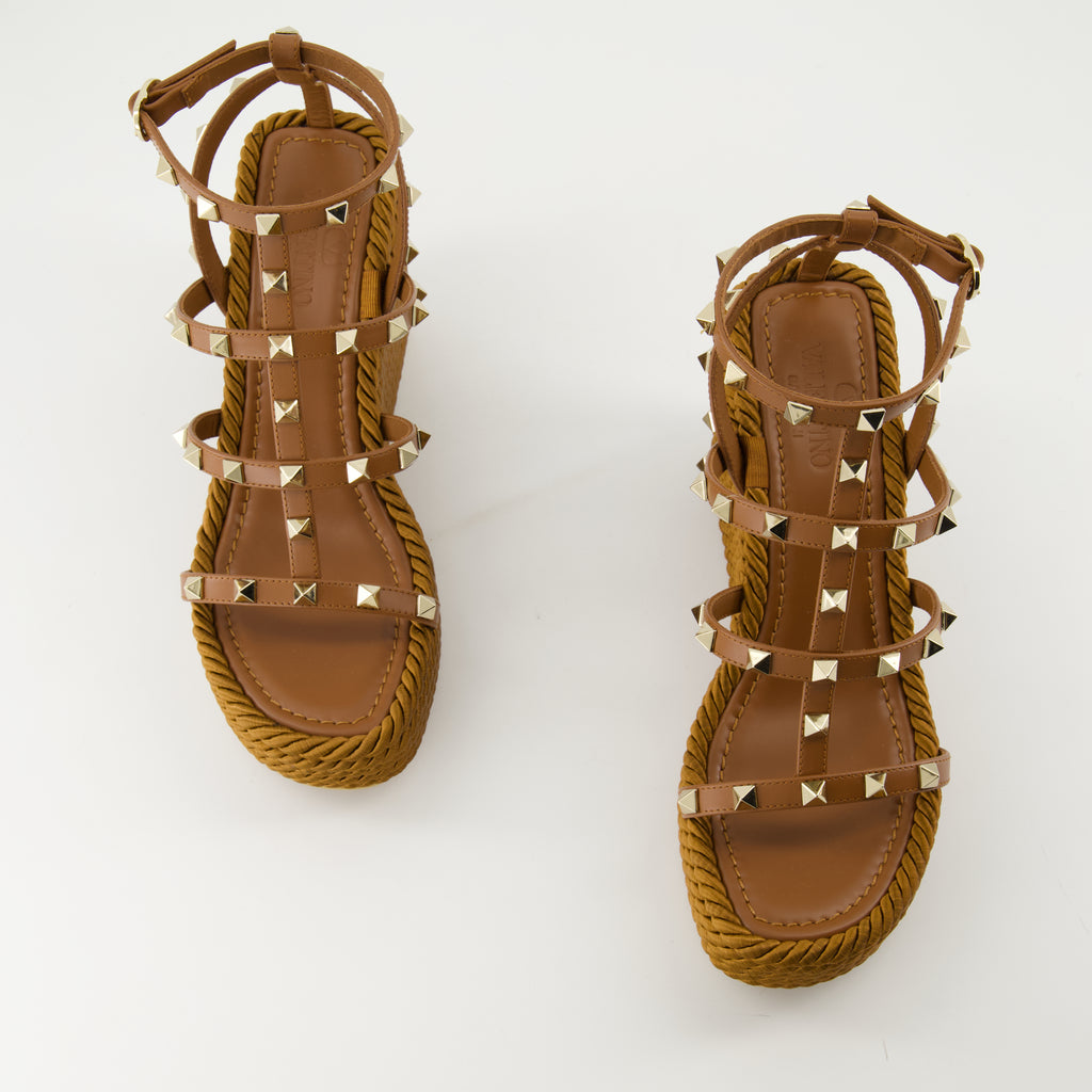 Compensées et plateformes Sandales compensées Rockstud Valentino Garavani Marron Femme