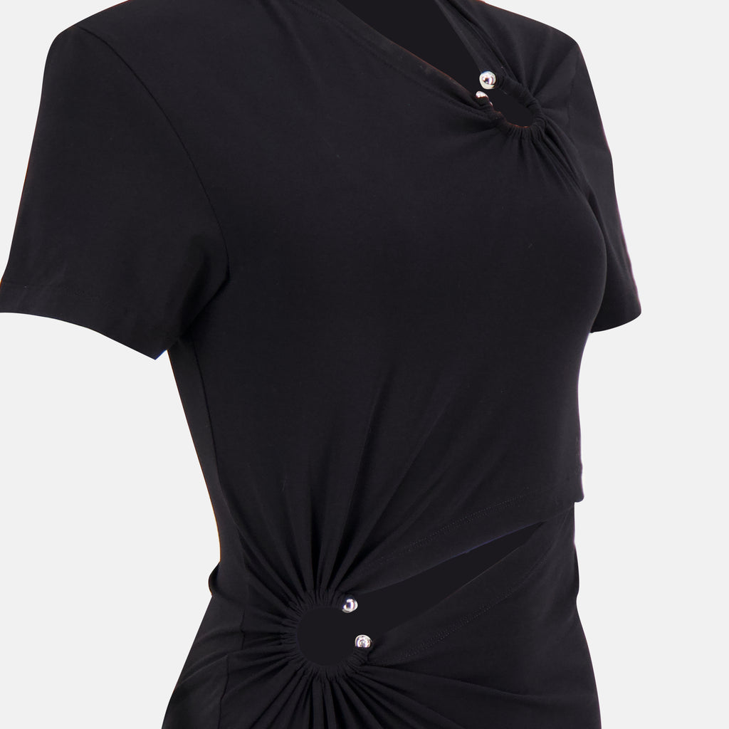 Image de l'article Robe noire longue de la marque Rabanne pour Femme - Saison Automne-Hiver 2025 - Vue détaillée_3