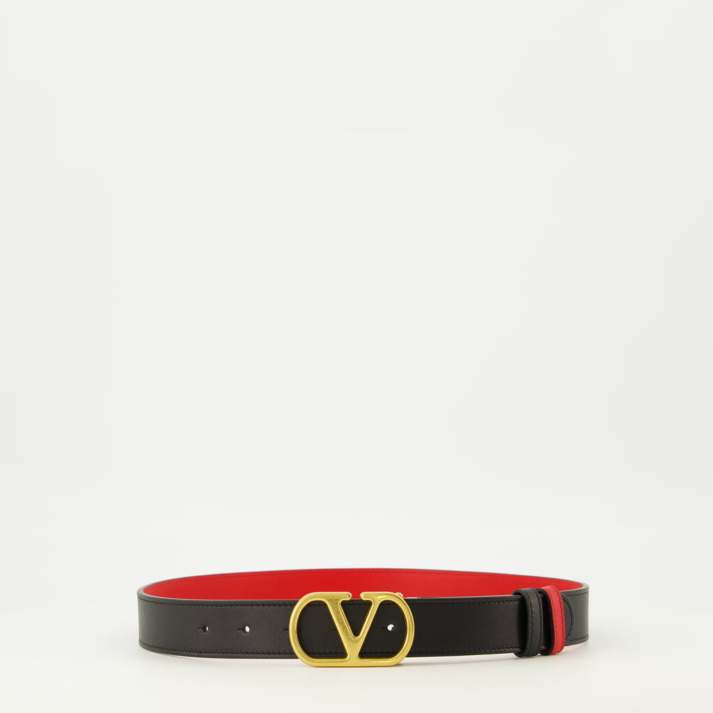 Image de l'article Ceinture réversible noir et rouge 30 mm de la marque Valentino Garavani pour Femme - Saison Printemps-Été 2026 - Vue de Face