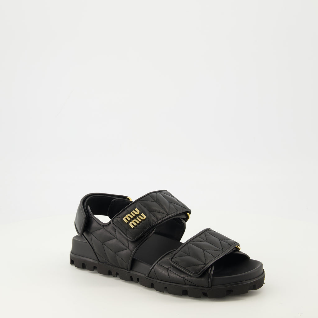 Image of the Miu Miu brand Women's quilted nappa leather sandals - Spring-Summer 2026 - Top detailed view
