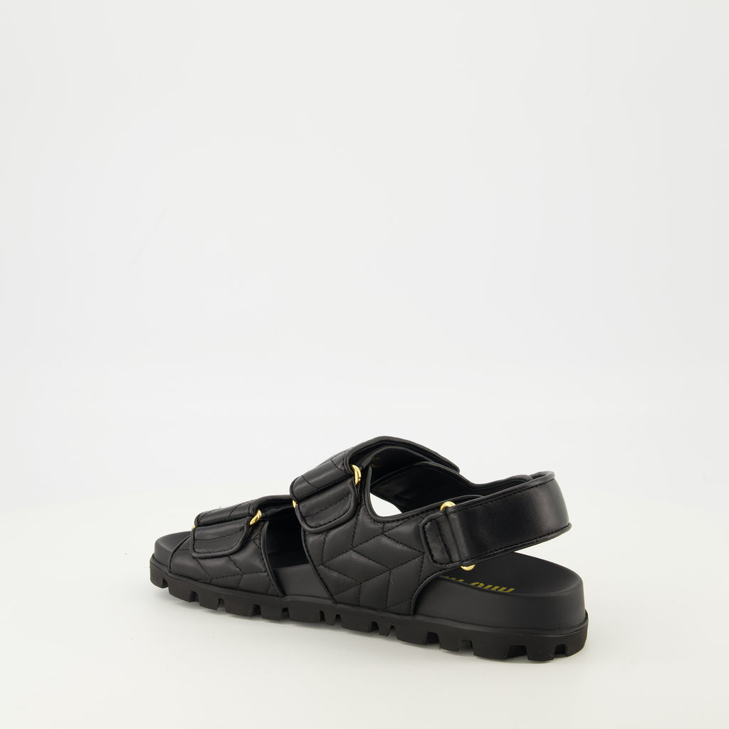 Image of the Miu Miu brand Women's quilted nappa leather sandals - Spring-Summer 2026 - Back view