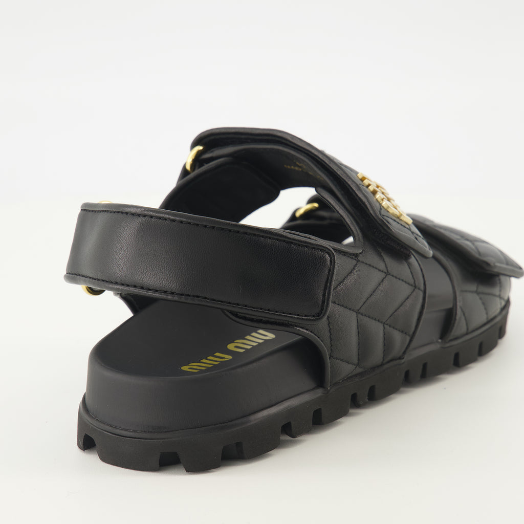 Image of the Miu Miu brand Women's quilted nappa leather sandals - Spring-Summer 2026 - Three-quarter back right view
