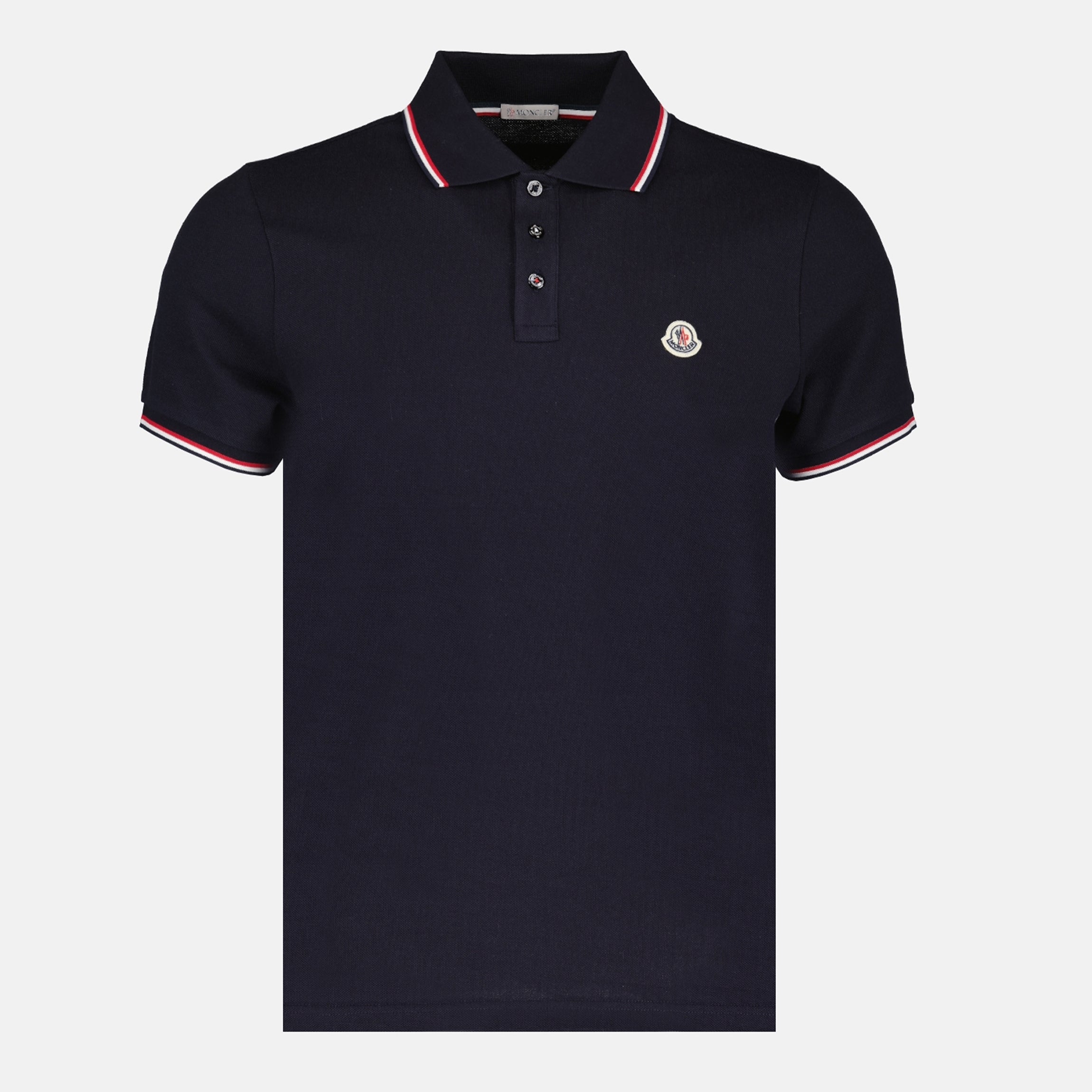 Polos Polo con Logo en Algodón Marino Moncler Bleu foncé Homme