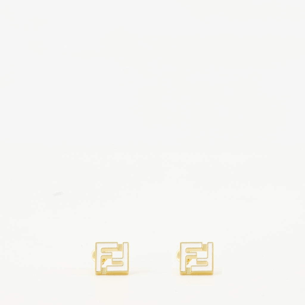 Imagem dos Brincos Forever dourados e brancos da marca Fendi para Mulheres - Temporada Primavera-Verão 2026 - Vista Frontal