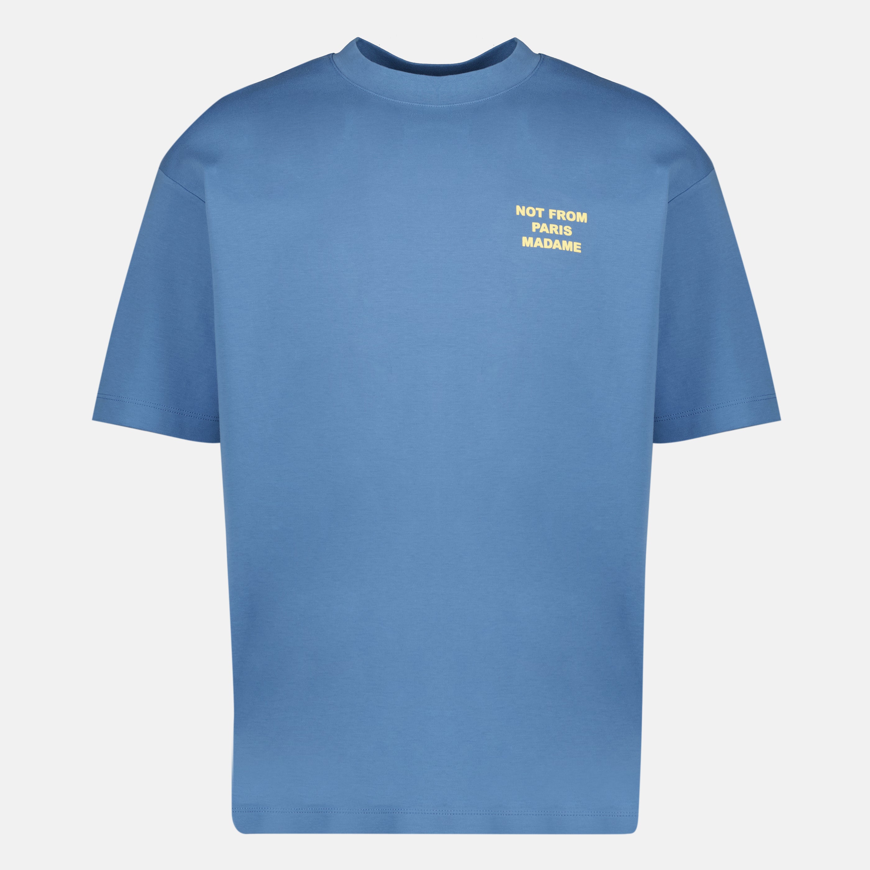 Image of the article Blue slogan T-shirt by the brand Drole De Monsieur for Men - Spring-Summer 2026 - Front View