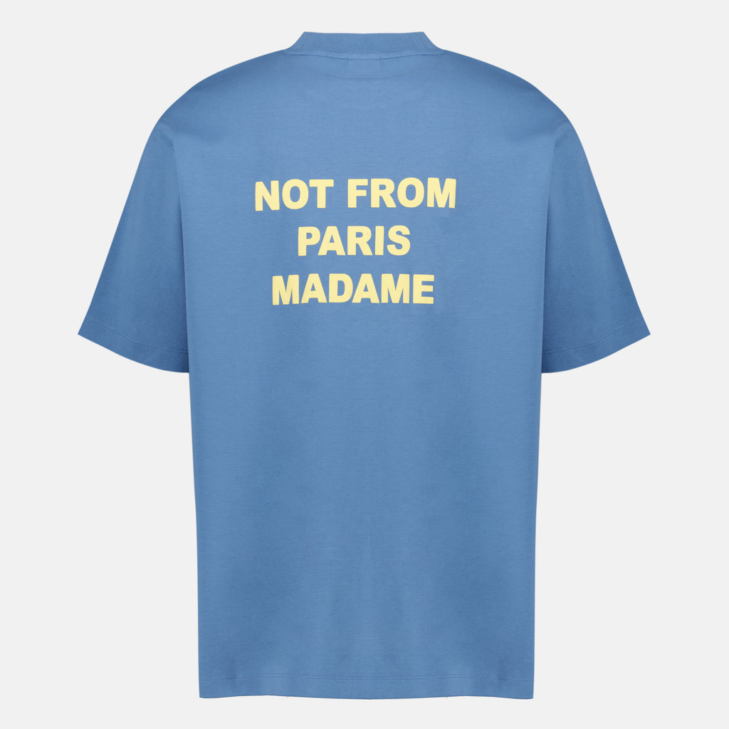 Image of the article Blue slogan T-shirt by the brand Drole De Monsieur for Men - Spring-Summer 2026 - Back View