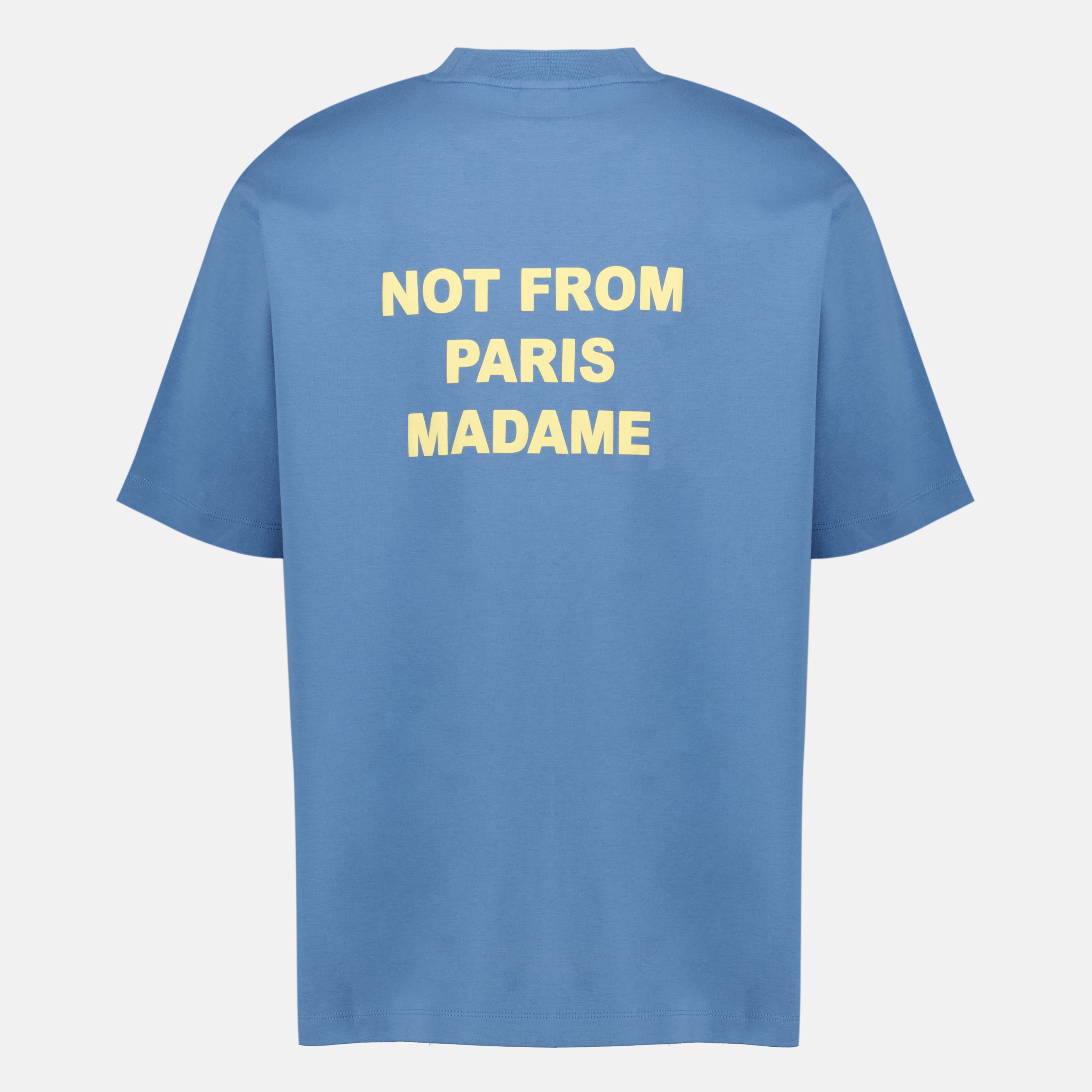 Image of the article Blue slogan T-shirt by the brand Drole De Monsieur for Men - Spring-Summer 2026 - Back View