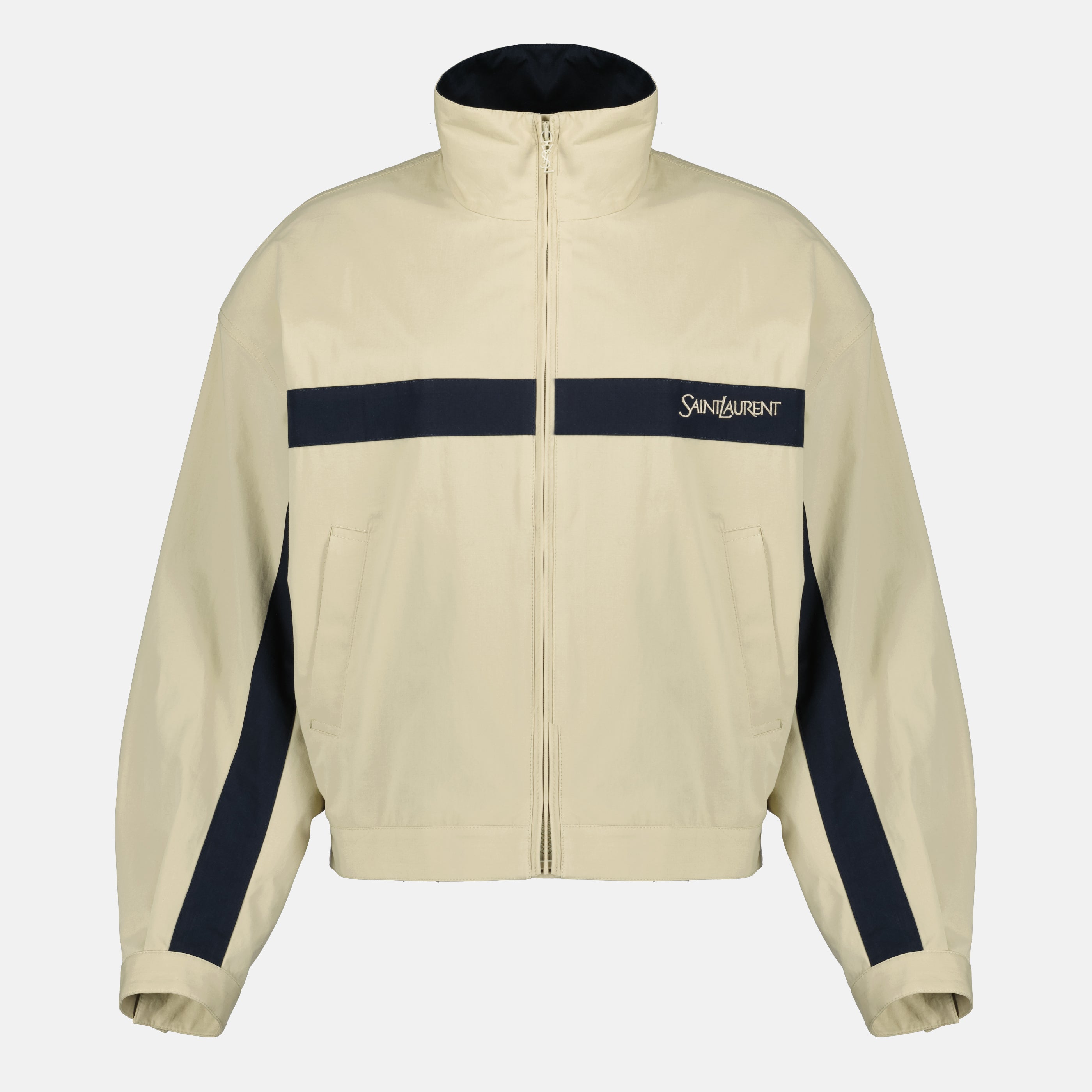 サンローランの女性用ベージュコットンジャケットの画像 - 2026年春夏シーズン - 正面ビュー