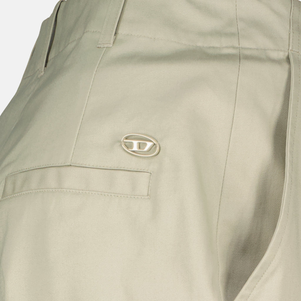 여성을 위한 디젤의 베이지색 코튼 플레어 팬츠 이미지 - 2026 봄-여름 시즌 - 상세보기 1