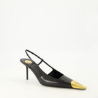 Escarpins Slingbacks Jeanne noir en cuir lisse Saint Laurent Noir Femme
