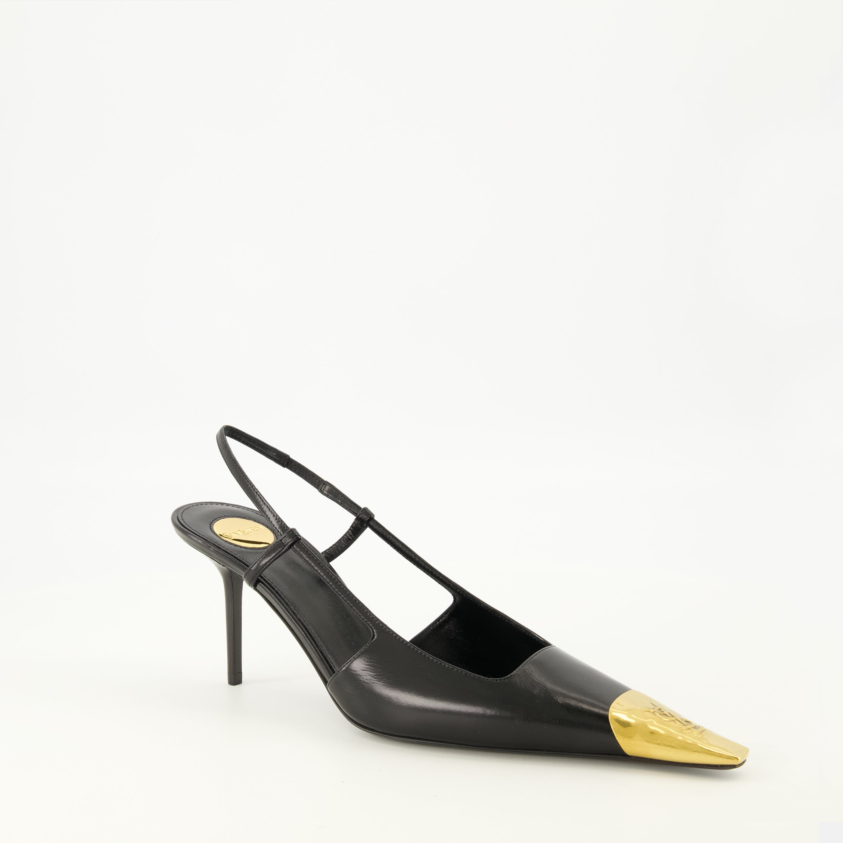 Escarpins 제안 블랙 가죽 슬링백 Saint Laurent Noir Femme