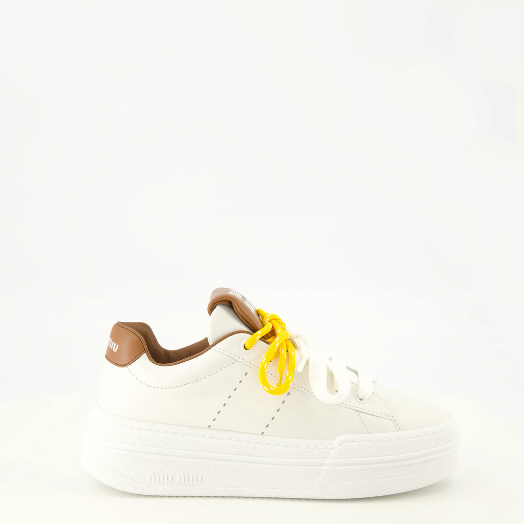 Baskets Weiße Ledersneaker Miu Miu Blanc Femme
