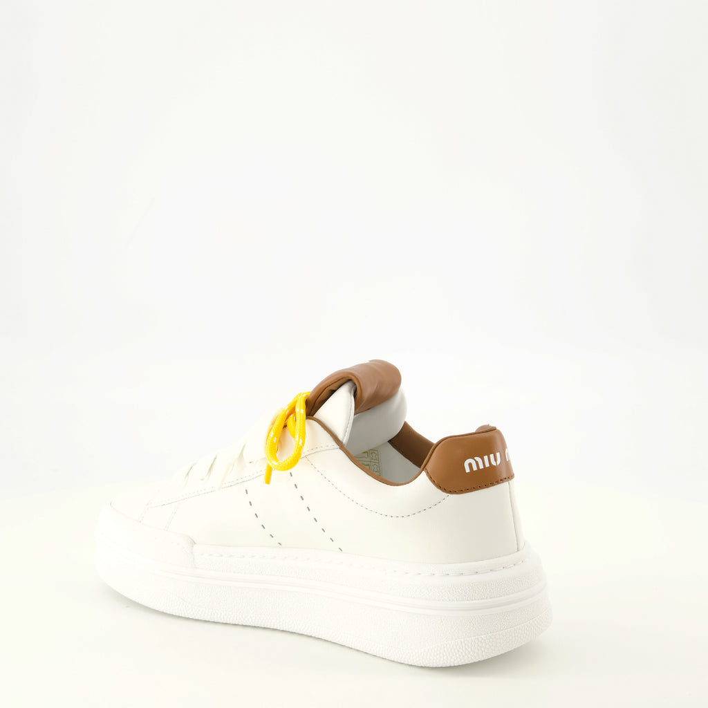 Baskets Weiße Ledersneaker Miu Miu Blanc Femme