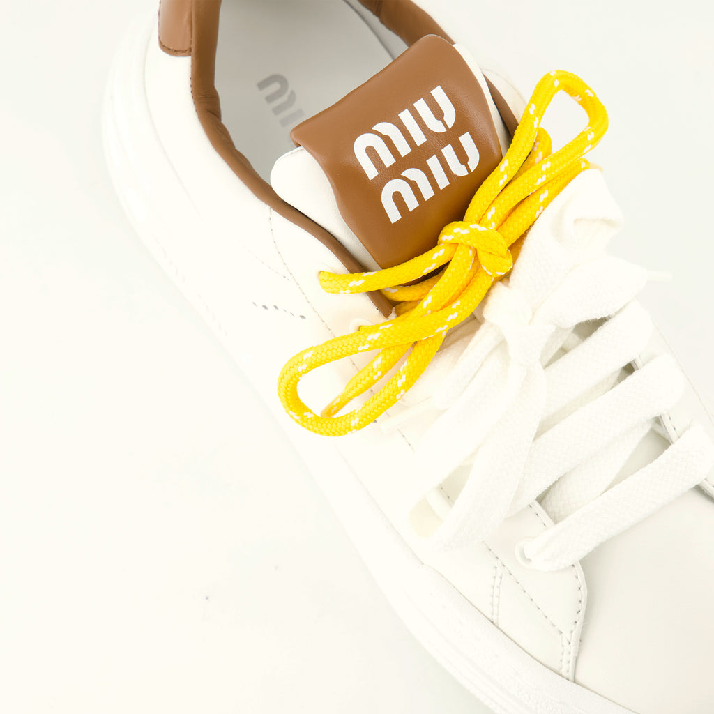 Baskets Weiße Ledersneaker Miu Miu Blanc Femme