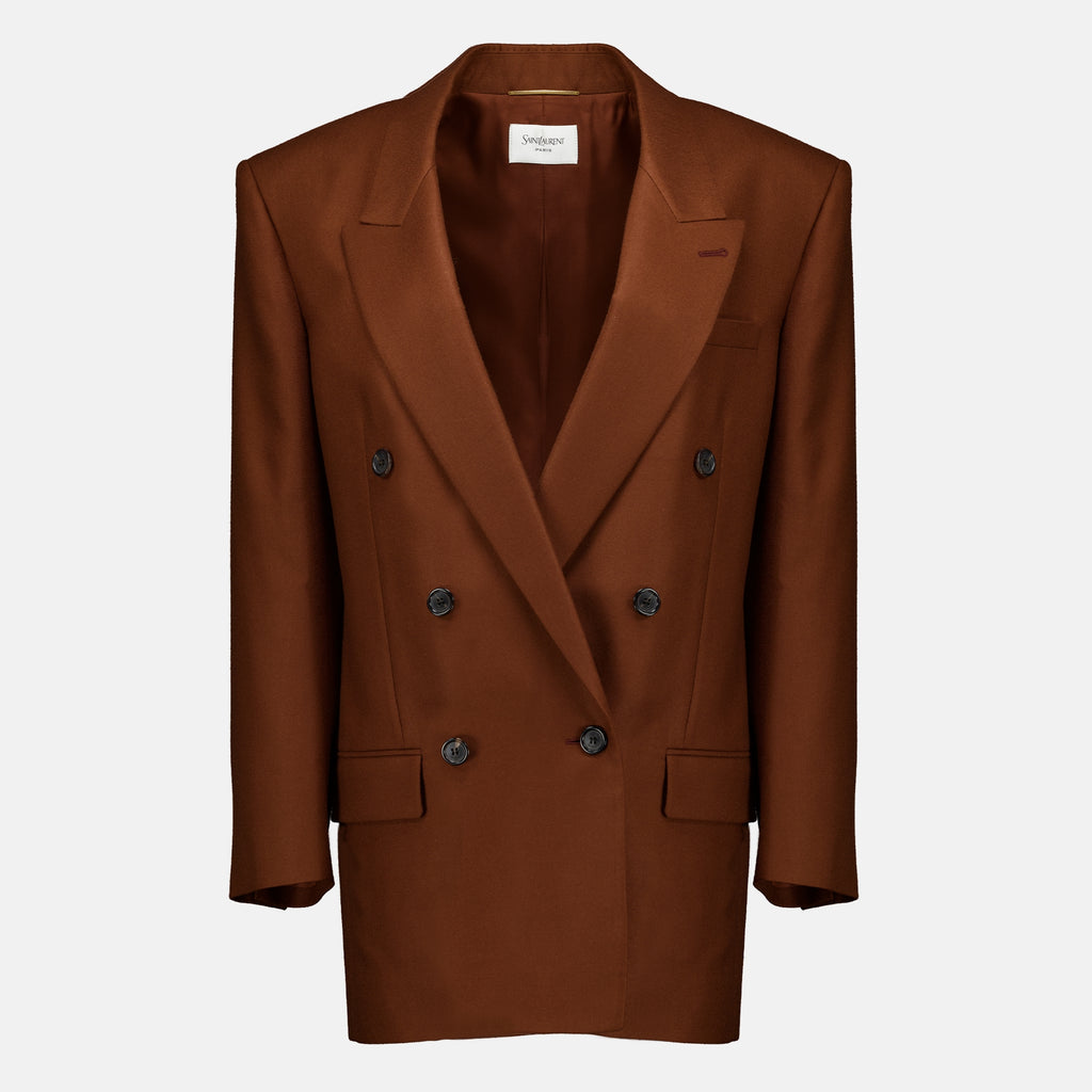 Vestes 브라운 캐시미어 블레이저 Saint Laurent Marron Femme