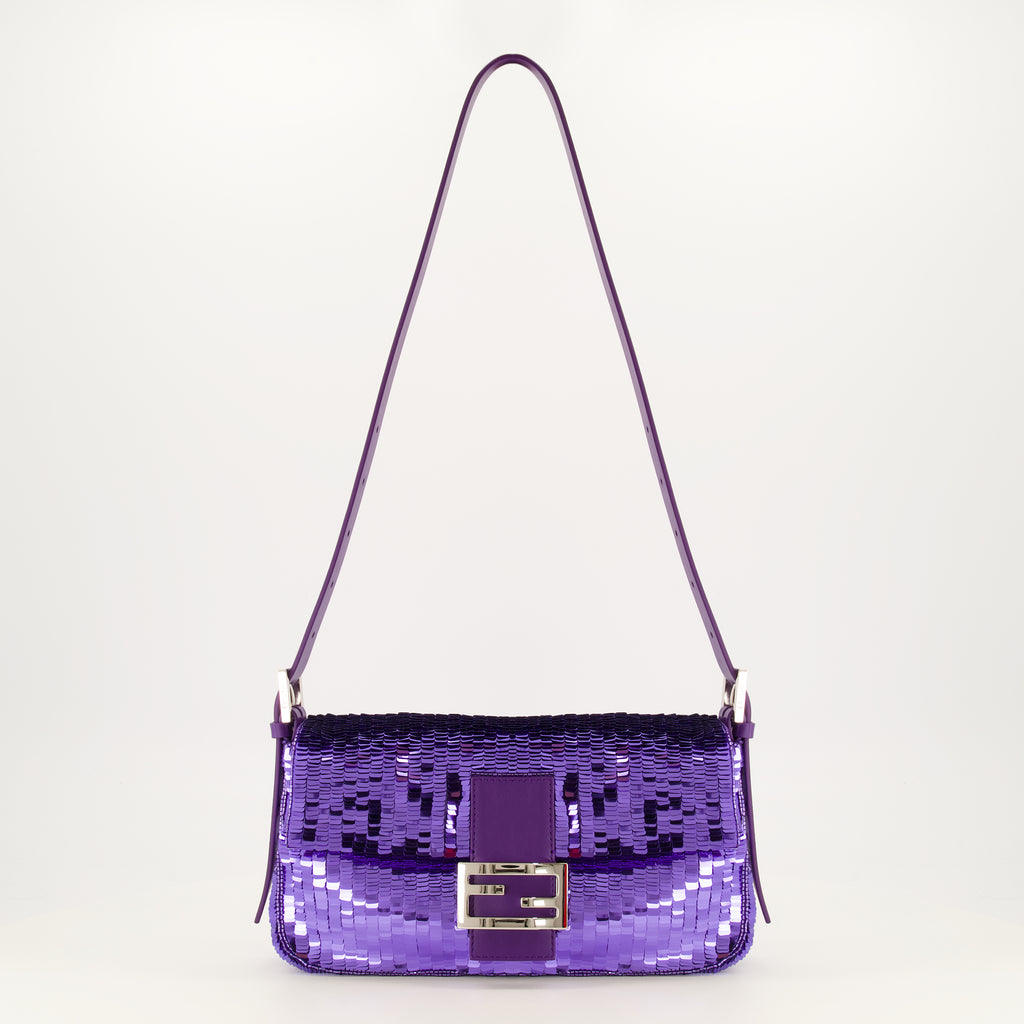 Sacs à main et épaule Purple Sequin Baguette Bag Fendi Violet Femme