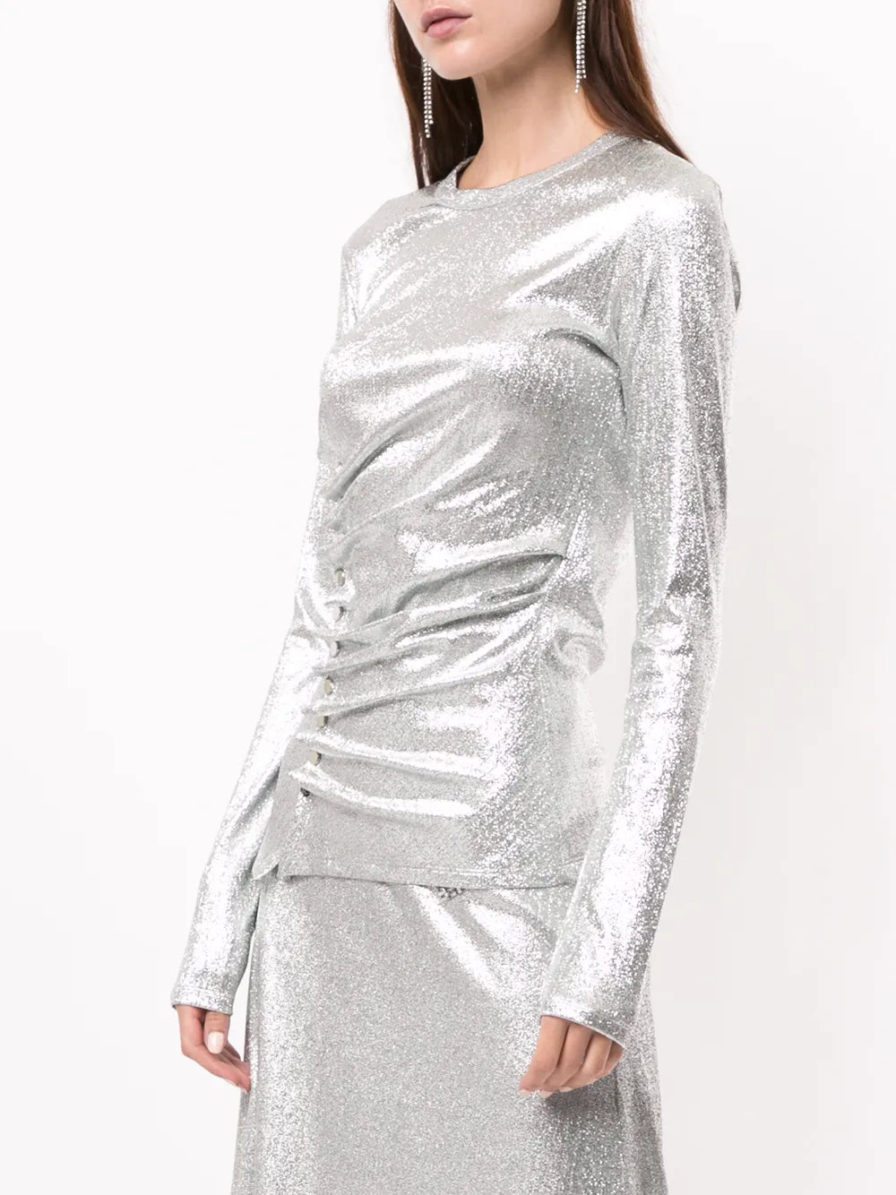 Tops Drapiertes Lurex-Top Rabanne Silber Femme