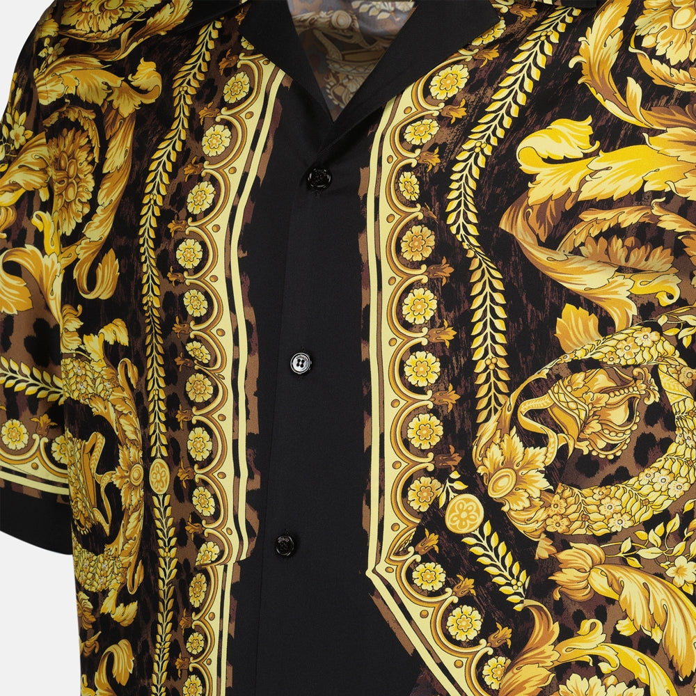 Camisas Chemise en soie Barocco Versace Amarelo Homme