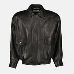 Immagine del bomber in pelle di Saint Laurent per uomo - Autunno-Inverno 2025 - Vista Frontale