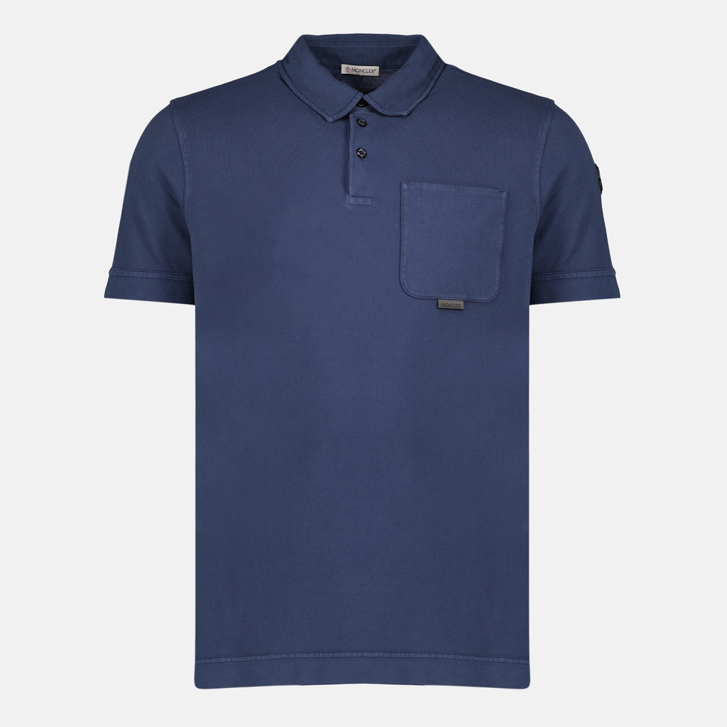 Imagen del Polo de Algodón Piqué Azul Marino de la marca Moncler para Hombre - Temporada Primavera-Verano 2026 - Vista Frontal